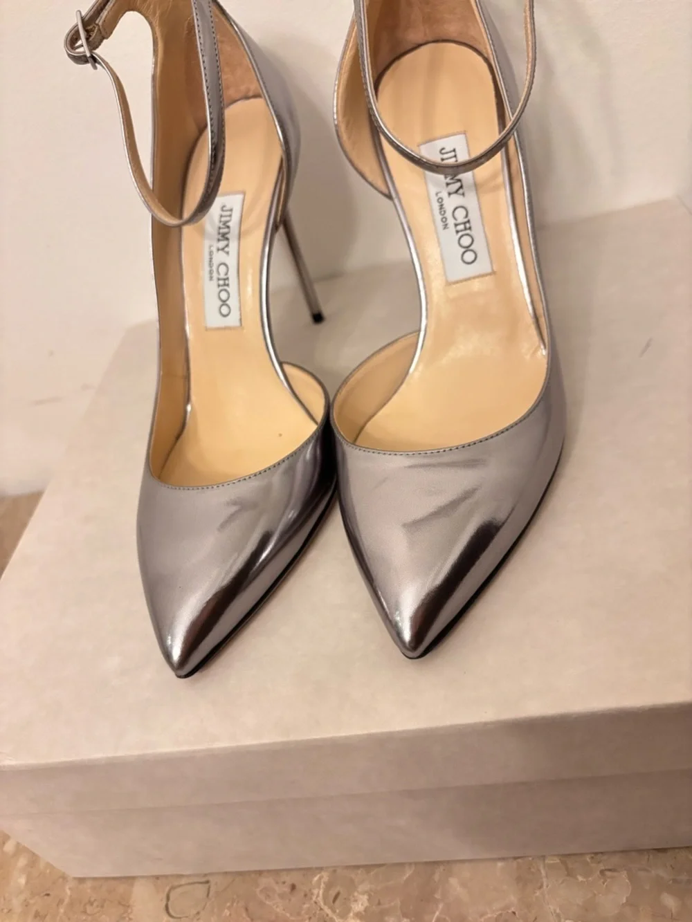 AUTHENTIC Jimmy Choo Lucy 100 colour Steel D’orsay - Picture 8 of 16